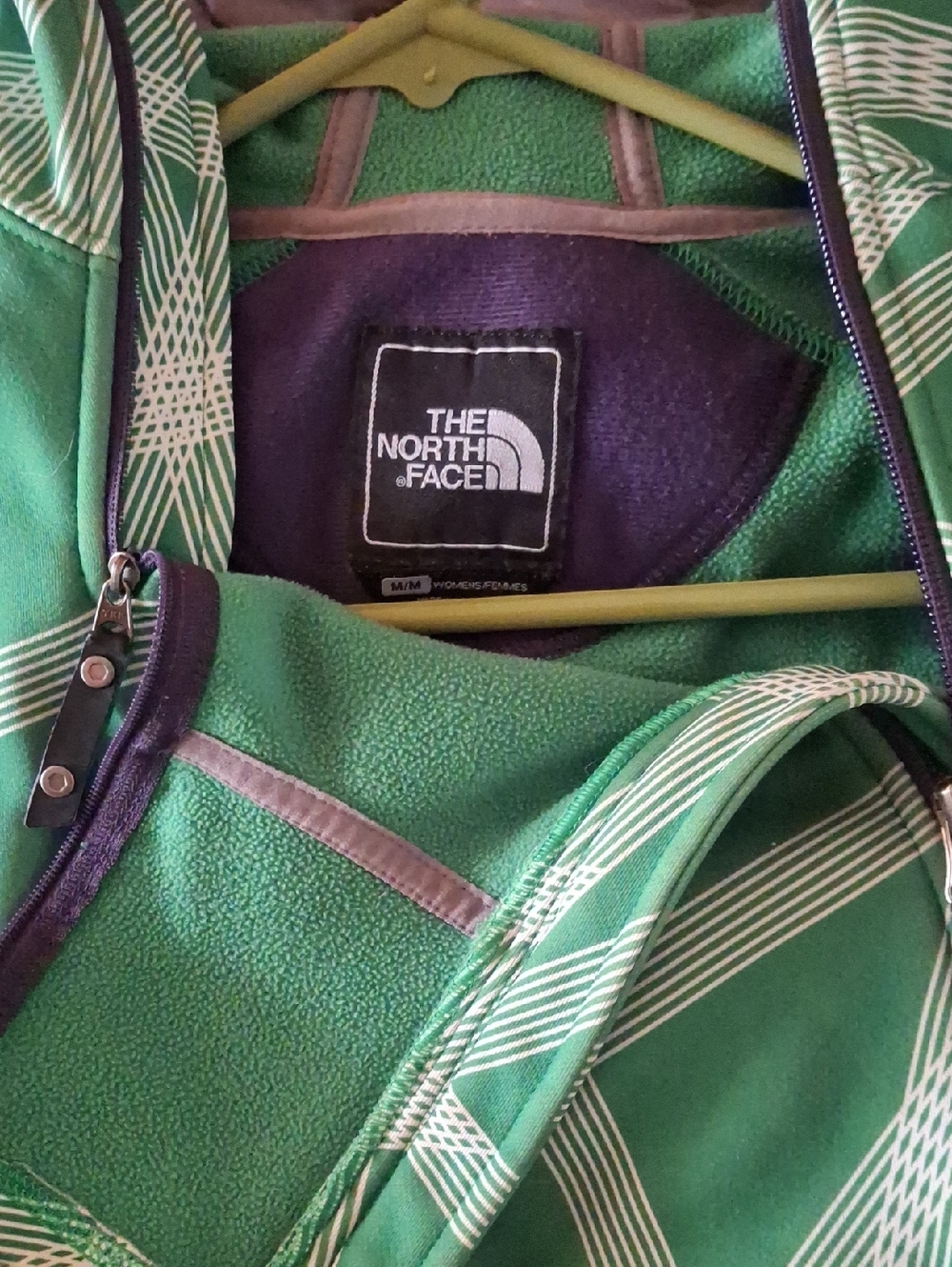 The North Face Green Fleece Jacket with Black Leather Zipper Pull